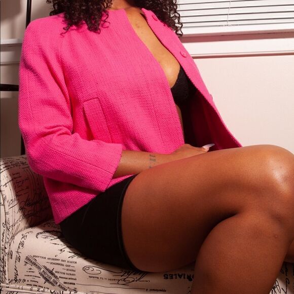 Chic Pink Liz Claiborne Button Front Blazer - Picture 1 of 5